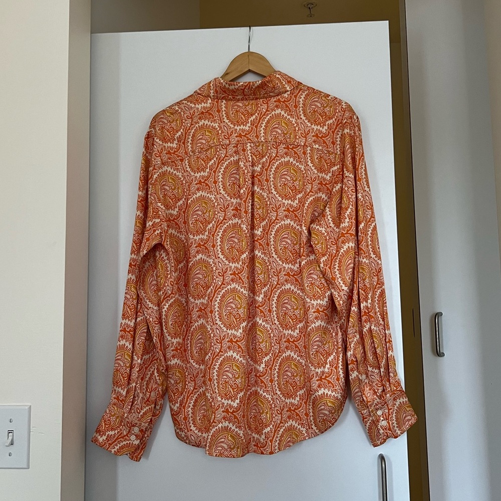 & Other Stories Capsule Collection Orange Paisley Button Down - Picture 5 of 9
